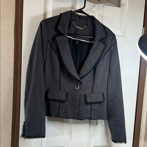 White /Black Charcoal Blazer with White Trim